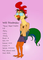 Self-Depreciating Character Sheet by SpiketheKlown - male, underwear, bird, avian, hairy, nerd, rooster, fowl