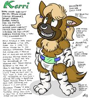 Kerri Endicott: Early Character Design by FriskyWoods - babyfur, diaper, female, hyena, diapers, babyfurs, brown hyena