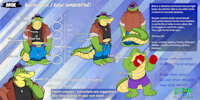 BROK reference sheet by BrokGame - male, gloves, muscles, fat, alligator, gator, tummy, croc, boxer, fight, fedora, broke, crocodiles, brock, male croc, brocke