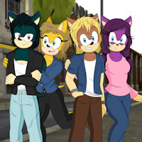 Sattler, Christian, Elliott, and Ashton (2020 UPDATE) by Silverfantastic - female, male, friends, hedgehog, posing, mobian, couples, character reference, sonic fan characters, update, sonic au, elliott the hedgehog, ashton the hedgehog, christian the hedgehog, sattler the hedgehog