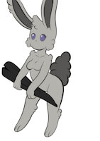 Dusty the Dust Bunny by VK102 - cute, bunny, female, character sheet, fluffy, fluffy tail, original character, bunny ears, bunnygirl, character design, gray fur, dust bunny