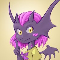 Estrid Pandra by RisingDragon - dragon, cute, cub, female, skirt, loli, ribbon, dragoness, pink hair, yellow eyes, estrid