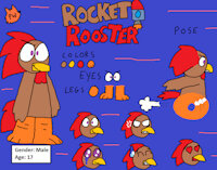 Rocket Rooster - Reference Sheet by PizzaWolf - male, comics, rocket, rooster, cartoons, roosters, pizzawolf