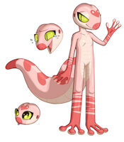 Gila the Gecko by cubtoothdecay - cub, girl, female, loli, lizard, green eyes, gecko, pink skin