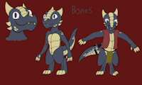 Bones Ref by RazzleTheRed - naked, male, loincloth, bust, sheet, knife, vest, ref, clothing, reference, headshot, dagger, fullbody, kobold, swordbreaker