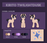 Kirito Twilightdusk by Snowfirechakat - male, unicorn, ref sheet, femboy, mlp, mlp:fim