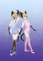 Tabitha & Tabetha by LemmyNiscuit - cub, twins, females, kitten, female, leotard, tutu, ballet, young, leg warmers, siamese cat, ballerina, young girl, dance slippers