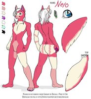 Lazy Refsheet: Nelo by BloodFang717 - starling, male, dingo, girly boy, white hair, trap, front and back, pink-fur, purple pawpads, purple tongue