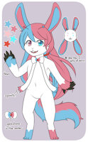 Alexandrite Reference Sheet SFW by IsabelleUrsaga - fox, girl, bunny, cat, cabbit, female, rabbit, hybrid, fae, transgender, trans, fairy, ribbons, faerie, sfw, hybrid species, female cub, fey, transgirl, female solo, transwoman, sfw cub, hybrid fairy, cabbox
