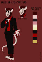 DD_Rat Fiend Reference by DNLtiger04 - male, glasses, reference sheet, demon, monster, suit, creepy, ref, oc, ref sheet, reference, villain, business suit, original character, deformed, red shirt, male solo, entity, rat?, rat demon, the delectable dairy dame, demonic entity, rodent?, humanish face, rat fiend, branelan glires, branelan