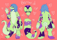 Bernard ref by doqjaw - male, purple, long hair, green, snake, reptile, scalie, ball python
