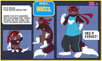 Such a lovely ferret by BardoEnKrisis - male, reference sheet, anthro, clothes, feral, chibi, ferret, text, happy tree friends, fullbody, simple background