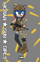 M★G★G: M4 by PxP - female, wolf, military, gun, boots, gear, rifle, camouflage, camo, helmet, mobian, sonic fan character, camo pants, sonic oc, assault rifle, tactical, military uniform