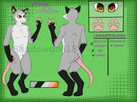 Zackie Character Sheet by Theshadowsshelf - male, character sheet, opossum, possum, character ref