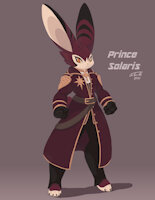 Villain OC: Prince Solaris by JoVeeAl - male, gloves, rabbit, clothed, pants, jewelry, feet, gold, character sheet, original, anthro, claws, digital, safe, badge, markings, fur, furry, hair, oc, solo, coat, furries, fursona, belt, mammal, yellow eyes, anthropomorphic, red fur, original characters, red hair, feetpaws, digital art, looking at viewer, original character, lagomorph, sfw, simple background, signature, accessory, character design, accessories, digital painting, fursonas, leporid, leporidae, hi res, ocs, tan fur, gradient background, safe for work, furry art, digital illustration, absurd res, digital drawing, red body, digital artwork, tan hair, digital media (artwork), topwear, bottomwear, tan body