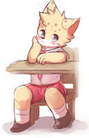 Boring by Choki1003 - kemono, cute, cub, cat, shota, male, cheetah, kemoshota, outfit, original art