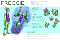 Freggie the Atlantean [Refsheet] [By Fours] by VarraTheVap - girl, female, frog, swimsuit, reference, one-piece, one-piece swimsuit