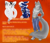 Demon Oanomochi Ref Sheet  by Lobana - bunny, male, sexy, demon, love, meerkat, shirtless, posing, chimera, mate, nupe