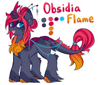 Obsidia Flame Reference by EnderFloofs - female, mare, pony, reference, kirin