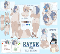 Meet Rayne by Rvyne - boy, red panda, male, reference sheet, thick, pantsless, chubby, fluffy, furry, heart, fursona, curvy