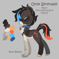 Onyx Serenade Reference by EnderFloofs - feline, female, hybrid, gryphon, bird, pony, solo, reference, sphinx, gryphoness, hybrid species, female solo