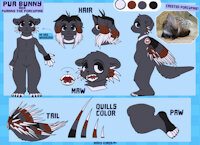 puanny reference sheet 0.2 by BardoEnKrisis - reference sheet, paw, character sheet, anthro, hair, photo, oc, text, fursona, rodent, maw, porcupine, headshot, fullbody, whiskers, quill