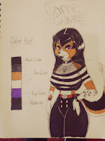 Oc Sheet and Ref: Carrie Graves by LuckiNekoLives - dog, female, character sheet, goth, collie, oc, rough collie, tex avery, goth girl, gothabilly