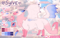 Character Reference: Sylve SFW by Nakoo - dragon, feral, pink, reference, white fur, sfw, pink fur, furred dragon, furry dragon, feral dragon