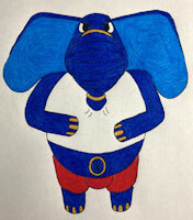 Ganesh The Retired Elephant by DCXL - male, elephant, mammal, rings, belly button, boxershorts, oc character, bigbelly, fat trunk