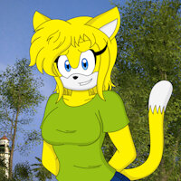 Carrie The Cat (2021 UPDATE) by Silverfantastic - cute, cat, female, city, mobian, cityscape, redesign, sonic fan character, update, daytime, carrie the cat