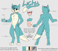 Lichu detailed reference sheet by lichu246 - fox, cat, feline, male, hybrid, reference sheet, bisexual, ref, m, vulpine, ref sheet, reference, yellow eyes, refsheet, blue fur, foxcat, whiskers, hybrid species, hybrids, free to use, lichu, pink pawpads, free base, m4ysona