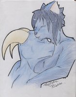 Free Art From Psychotic Bubble by Dracostar - dragon, cat, gay, yaoi, hugging, male/male, hybrids