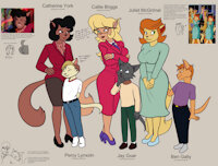 Swat Kats OCs Reference Sheet by Writefag - reference sheet, size difference, age difference, original character, fan character, callie briggs, swat kats, younger male, writefag, chocolate callie, percy lynxoln, catherine york, jay guar, ben gally, juliet mcgrimal
