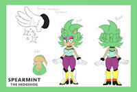 Spearmint the Hedgehog - Reference by Exidel - female, reference sheet, hedgehog, mobian, sonic oc, spearmint the hedgehog