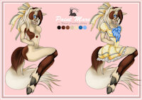 Jessica Reference by Rainstorm - female, dress, horse, bow, paint horse