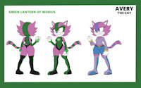 Avery the Cat - Reference by Exidel - cat, female, reference sheet, green lantern, mobian, sonic oc, dc comics, avery the cat