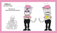 Polli the White Tiger - Reference by Exidel - female, reference sheet, white tiger, mobian, goo girl, sonic oc, egg boss, polli the white tiger