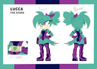 Lucca the Hawk - Reference by Exidel - female, reference sheet, hawk, mobian, sonic oc, lucca the hawk