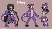 Snippy the Kobold by ManicMoon - female, reference sheet, arrows, hood, bow, virgin, dungeons and dragons, kobold, snippy