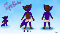 Charsheet for Sputnix by Todeskiddy - fox, cub, wolf, male, hybrid, underwear, plushie, young, back, front