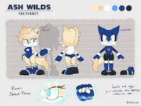 Ash Wilds the Ferret - Reference by Exidel - female, reference sheet, ferret, sonic, mobian, sonic oc, ash wilds