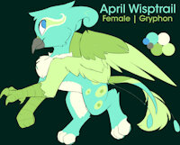 April Wisptrail Reference by EnderFloofs - female, reference sheet, gryphon, peacock, reference, gryphoness