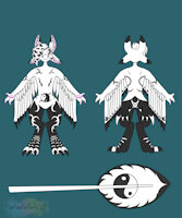 My new character by KaidaPendragon - male, reference sheet, yin yang, avali