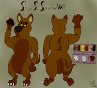 SpreX S. SprecherWolf 2022 Ref Sheet by RhythmCHusky94 - diaper, wolf, male, canine, ref sheet, undershirt