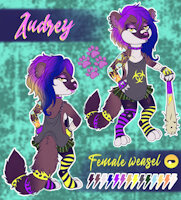 Audrey the Weasel by TheQueerOne - female, reference sheet, lesbian, punk, weasel