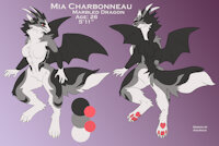 Mia Charbonneau Reference by EnderFloofs - dragon, cute, female, reference sheet, paw, paws, wings, horns, reference, dragoness, fluff