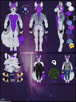 [C] Chara.Sheet - Quinny by Spiritwhitewolf - commission, hybrid, purple, character sheet, blue, black, white, silver fox, spotted hyena, grey, 2021, spiritwhitewolf, sexyspots, quinny, foxyeen