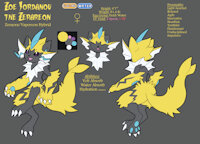 Zoe Iordanou the Zerareon Reference by EnderFloofs - female, hybrid, reference sheet, pokemon, solo, vaporeon, fusion, female/solo, pok&eacute;mon, electric type, water type, zeraora