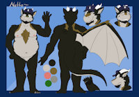 NettoDragonRefA by Therasis - dragon, belly, foot, wings, overweight, refsheet, chest hair, therasis, netto