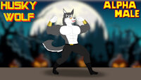 Alpha Male (CC Donkey Kong) - Husky Wolf by Noah888 - forest, male, moon, sexy, muscle, werewolf, anthro, halloween, jack-o-lantern, furry, lycan, boots, original character, haunted, creative commons, alpha male